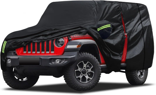 Migaven 6 Layers Car Cover Custom Fit for Jeep Wrangler 2 Door 1987-2025 JK JL CJ YJ TJ, Waterproof Full Exterior Cover Rain Sun Protection with Door Zipper & Inner Cotton