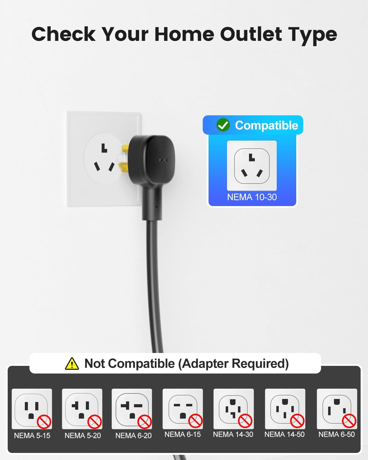 Level 2 EV Charger 24Amp 240V - NEMA 14-30P Charging Station, 25FT Cable for Home/Garage, J1772 Electric Vehicles & Adjustable Current (10-24A) (for J1772(Non-Tesla Evs), NEMA 10-30 Plug)