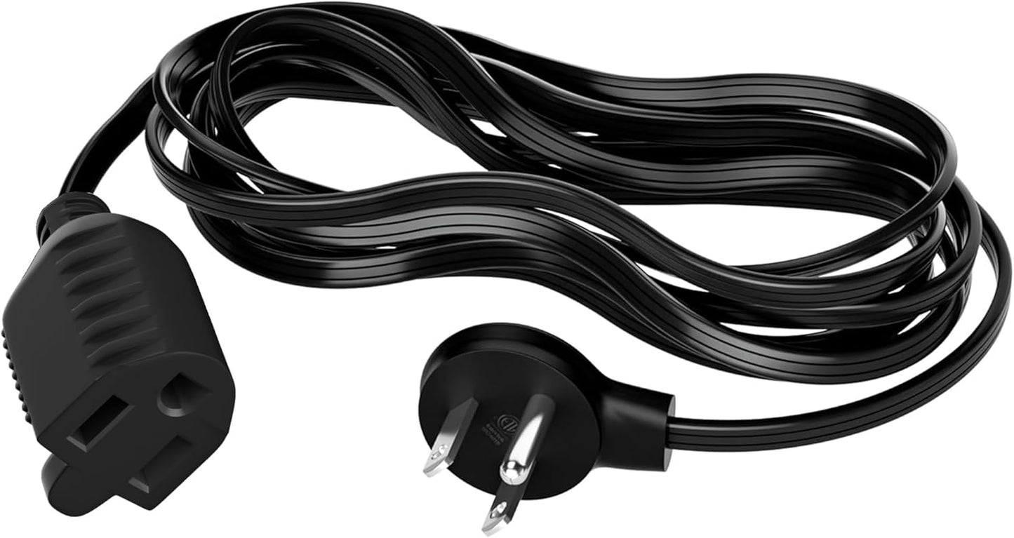 Elecan Flat Plug Extension Cord 30 Ft with Slim Space-Saving Plug Design, Thin Flat Cable Low Profile Power Cord 3 Prong Grounded Wire, 16 Gauge 13 A/125 V-Black-ETL Certified
