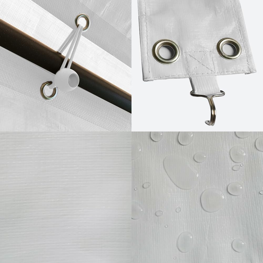 Rutile 10 x 20 FT Carport Replacement Cover, Heavy Duty Car Tarp Canopy Tent Garage Top Shelter With Fabric Leg Pole Skirts and Ball Bungees - White (Only Top Cover, Frame Not Included)