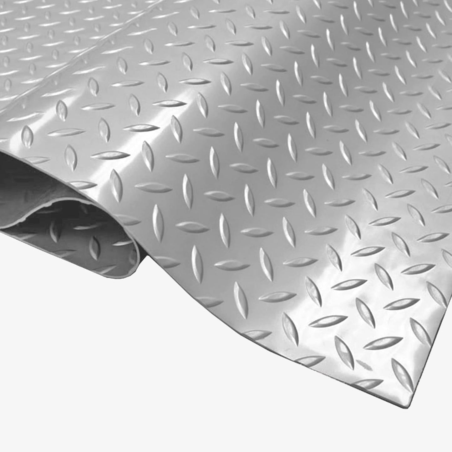 IncStores 2.5mm Thick Commercial-Grade Nitro Roll Garage Floor Mat | Flexible Vinyl Floor Mat for a Stronger and Safer Garage, Workshop, or Trailer | Diamond-Plate, Stainless Steel, 10' x 25'