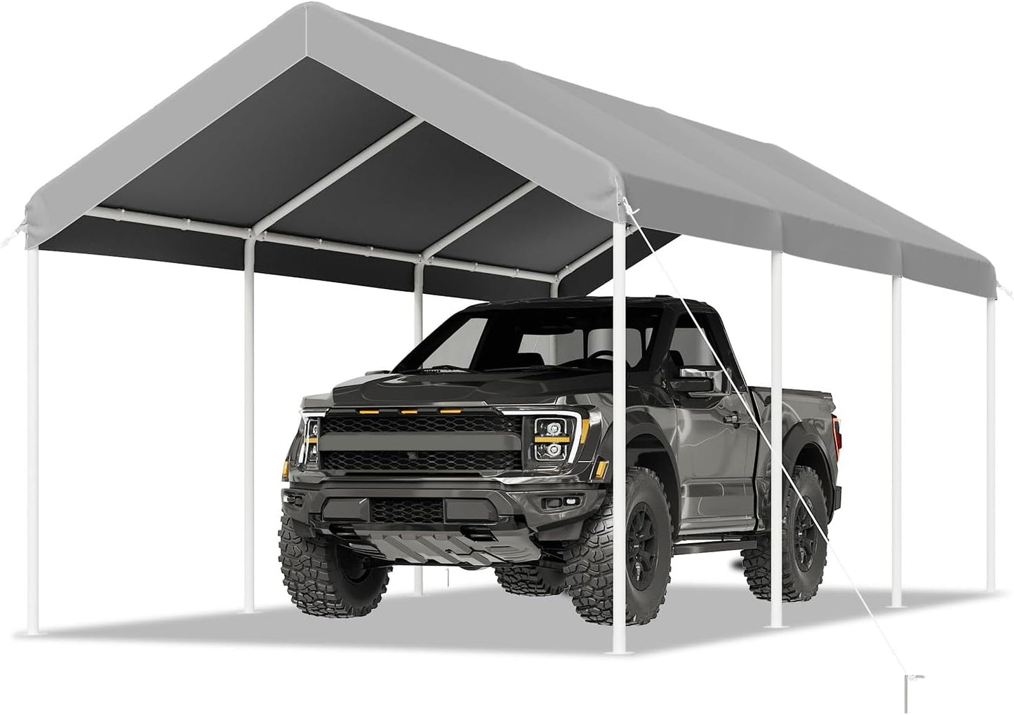 Aoxun 10x20 ft Heavy Duty Carport with Tarp & Wind Resistance Portable Carport Car Tent Outdoor Car Port with Tear Resistant Canopy, No Sidewall - Gray