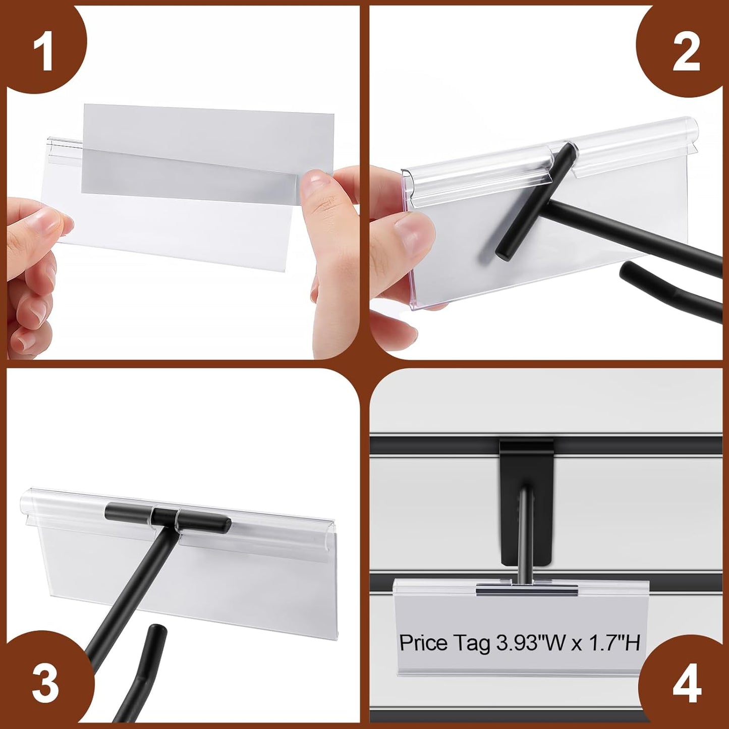 Polmart Heavy Duty Black Slatwall Panel Double-Bar Hooks - 50 Pack (6-inch)