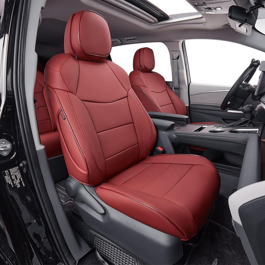 EKR Sienna Seat Covers for 2021-2025 Toyota Sienna Limited,Platinum,2nd Row Captain Chairs with Legrest 7 Seats,Automotive Seat Covers,Car Seat Cover Full Set,Leather (Burgundy)