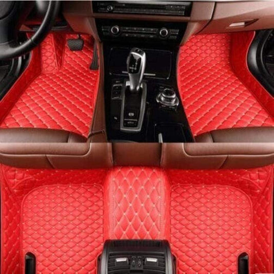 Custom All-Weather Protection Luxury Leather Floor Mats for Cars SUVs Trucks According Anti-Slip Leather Floor mats ﻿ (8,Red Beige)