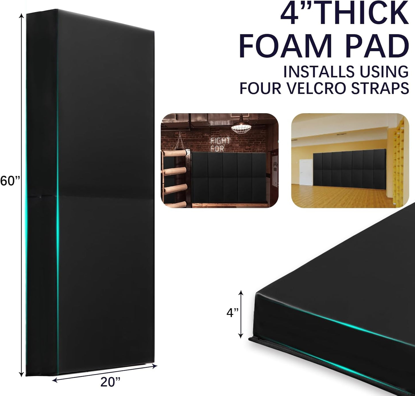 PROGOAL 60"/72" High Gym Wall Padding 2"/4" Thick Foam Basketball Court Wall Mount Protector for Garage Taekwondo Babyroom - Durable Waterproof Anti-Cushion