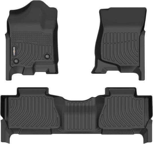 GINOWY- Floor Mats for Chevy Tahoe 2007-2014 (Not for Hybrid), for GMC Yukon, TPE All Weather Tahoe Floor Mats, Non-Slip Waterproof Easy to Clean Tahoe Floor Liners Accessories Black