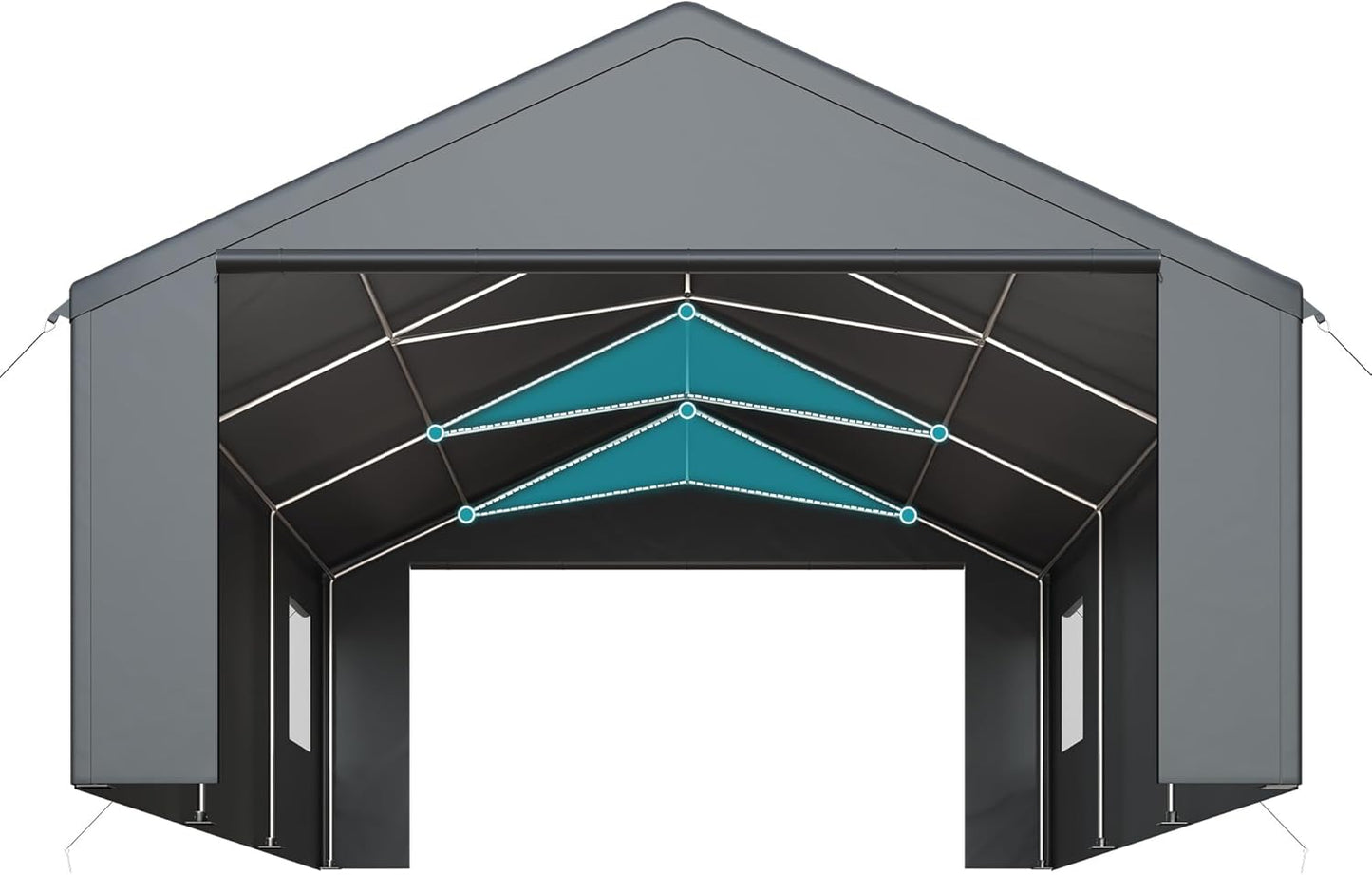 Carport, Heavy Duty Car Port 20x20 FT, Large Car Canopy with Roll-Up Windows & Side-Opening Door, Outdoor Portable Garage Reinforced Four-Hole Base for Car, Truck, Boat, Motorcycle