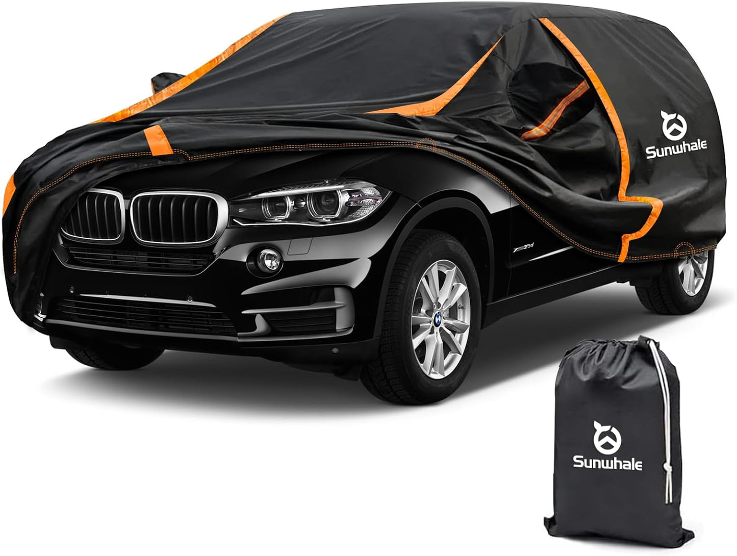 Car Cover Waterproof All Weather for SUV Automobiles UV Protection Snowproof Rain Sun with Door Zipper Full Exterior Outdoor Full Car Cover Universal Fit Up to 206"