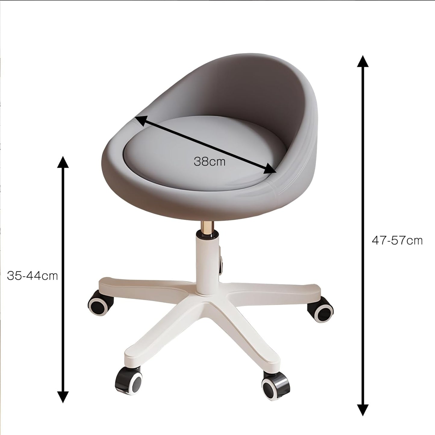 Rolling Stool Set of 3 Rolling Hydraulic Salon Stool with Low Backrest - Adjustable Swivel Chair for SPA, Shop, Salon, Massage, or Medical Office Dark Grey