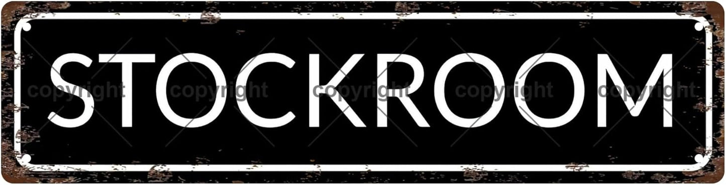 STOCKROOM Vintage Metal Tin Sign, Street Sign, Home Decor, Room Decor, Wall Decor, Bathroom Decor, Bar Decor, Cafe Decor, Garage Decor, 16 x 4 Inch