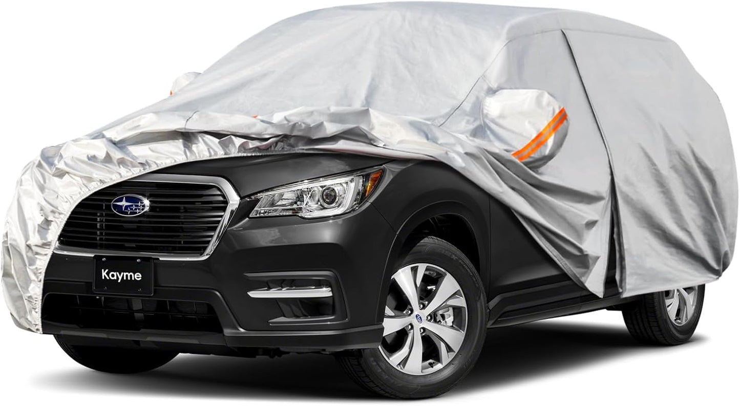 Kayme 6 Layers SUV Car Cover Custom Fit for Subaru Ascent（2018-2025） Waterproof All Weather for Automobiles, Outdoor Full Cover Rain Sun UV Protection.Silver
