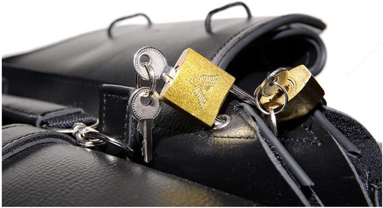 GARGOYLE BELLS Motorcycle Saddle Bags Leather Motorcycle Luggage Bag with Gun Holsters For Softails Sportsters and Choppers Tool Bags For Motorcycle (Black PVC, 14" x 8" x 11")