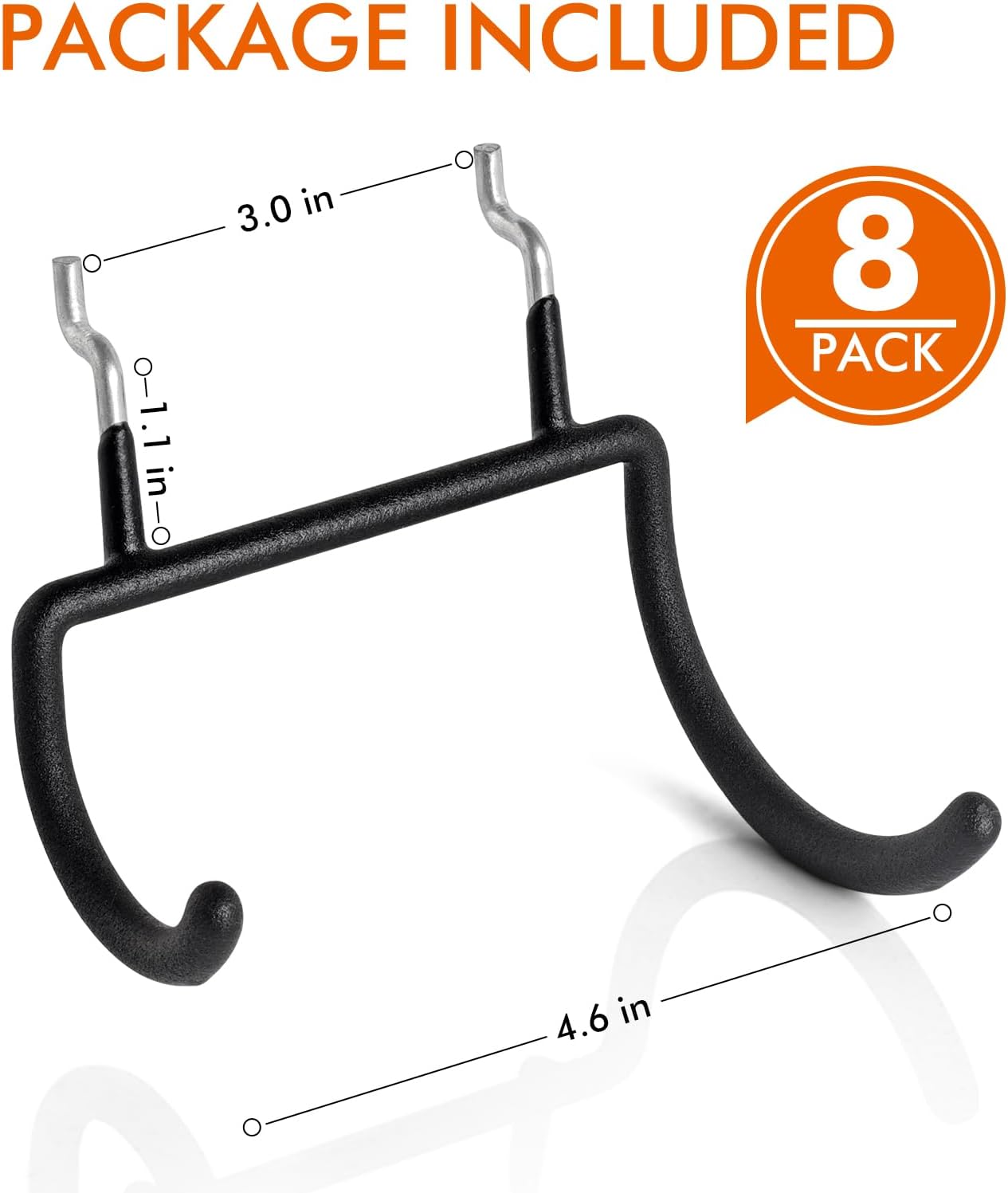 LIGHT DUST Utility Heavy Duty Pegboard Hooks - 8Pack Peg Board Accessories for Hanging Tools Fit 1/4" Peg Holes - Pegboard Organizer Large Tool Holders for Garage Workshop Shed