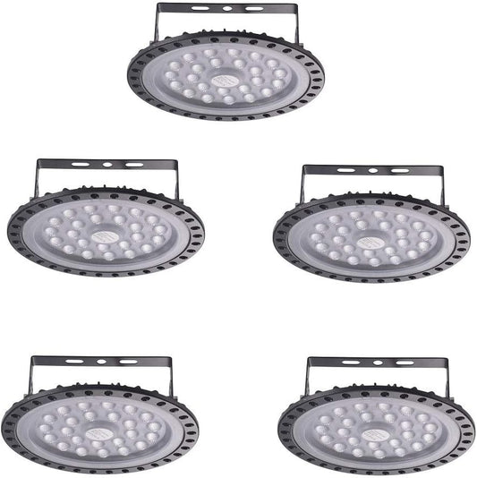 Viugreum 5 PACK 100W UFO LED High Bay Light, 10000LM 6500K Daylight White LED Warehouse Lighting, Alternative to 500W MH/HPS, IP65 Waterproof Commercial Bay Lighting for Garage Barn Workshop