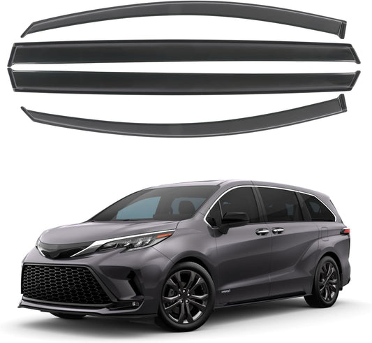 Rain Guards Fits for 2021-2024 Toyota Sienna, Outside Mount Side Window Wind Deflectors, Smoke Tinted Vent Window Visors Shield 2021 2022 2023 2024