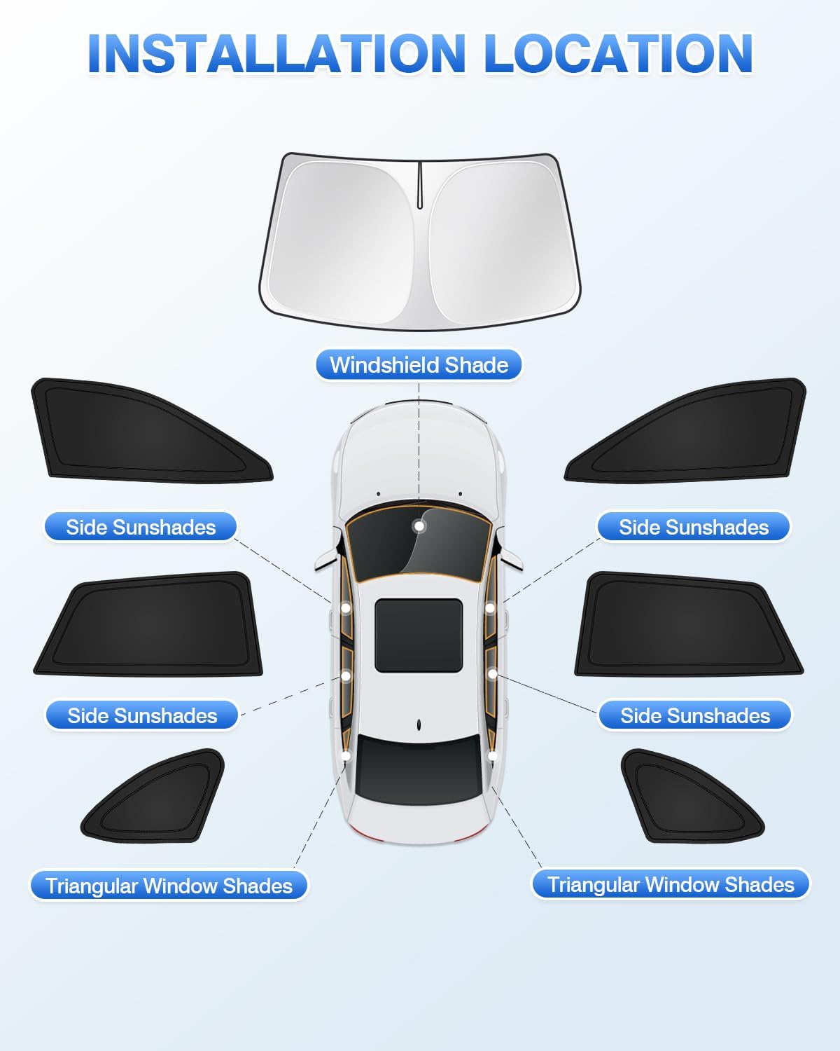 Sunshades for 2020-2025 Subaru Outback Accessories Windshield Sun Shade Side Rear Window Shade Cover Sun Visor Shield Privacy Protection Keep Vehicle Cool Black 7PCS