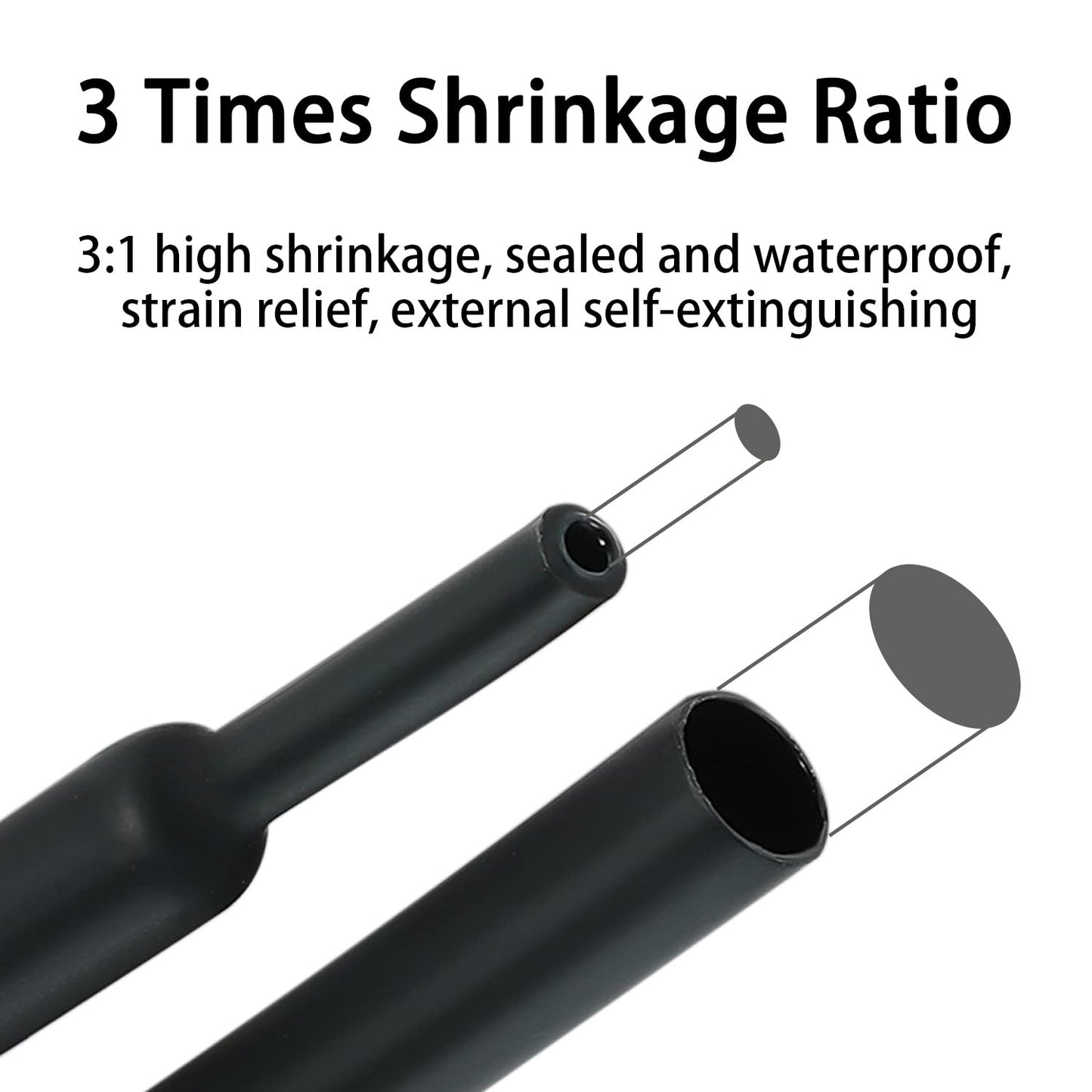 3:1 Ratio Heat Shrink Tubing Roll Adhesive Lined Industrial Marine Grade Dual Wall Heat Shrink Tube Waterproof and Sealed Black (1/2 inches(12.7 mm), 30 Feet)