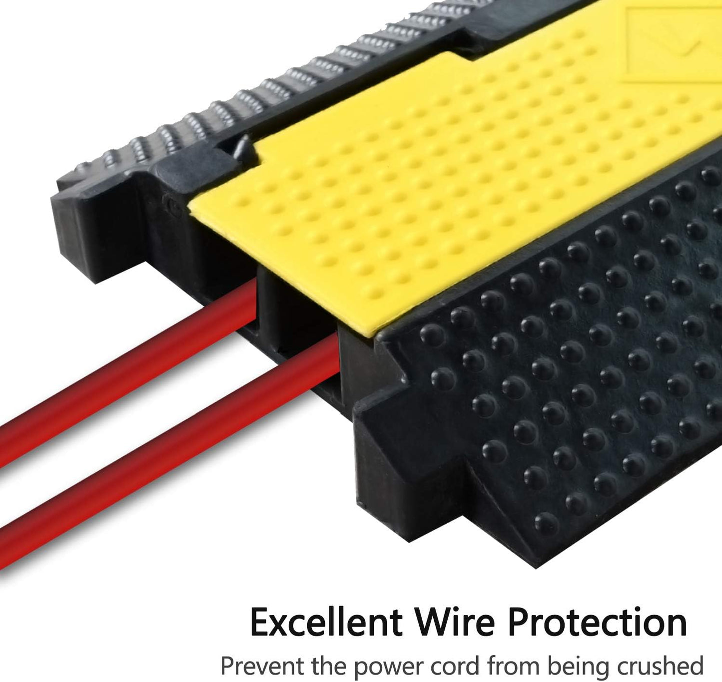 3 Pack Rubber Cable Ramp Hose Cable Protector Ramp 2 Channel 22000Lbs Load Capacity Traffic Speed Bump Wires Power Lines Extension Cord Cover for Indoor Outdoor