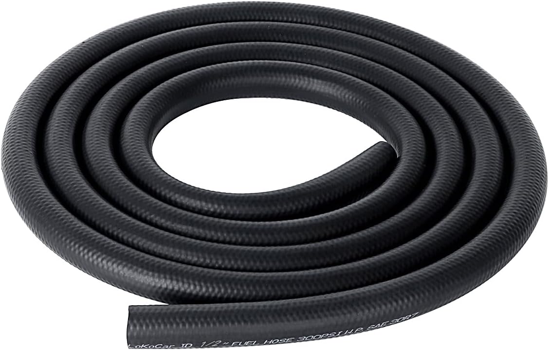 LokoCar Rubber Fuel Hose Line Push Lock 1/2" ID SAE 30R7 NBR 10ft 300PSI Black