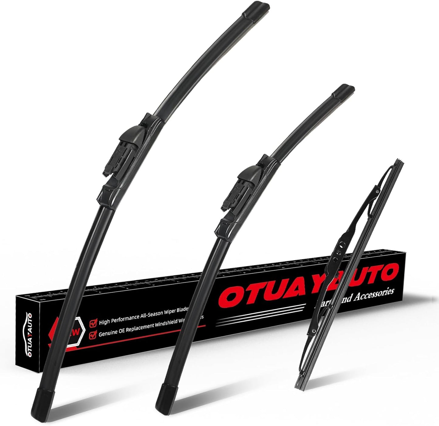 OTUAYAUTO Premium Windshield Wiper Blades - Replacement for Chevy Equinox 10-17, GMC Terrain 10-17, All-Weather Performance, Front and Rear Wiper Blades, Top Lock - 24"+17"+13" (Pack of 3)