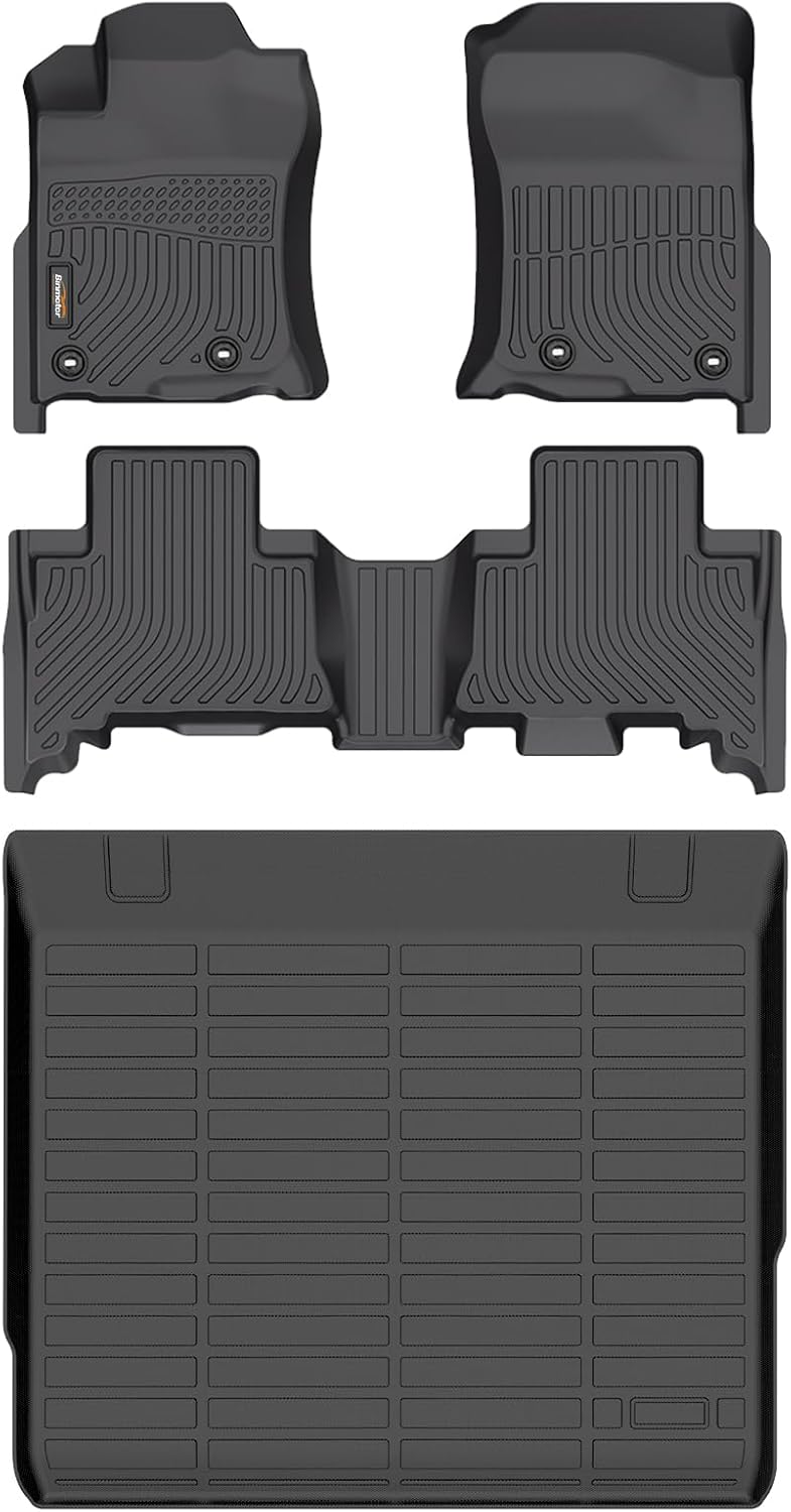 Binmotor-Floor Mats & Cargo Liner for Toyota 4Runner 2013-2024 (Only for 5 Seats), TPE Rubber Custom All Weather Car Mats Cargo Trunk Mat for Toyota 4Runner Accessories
