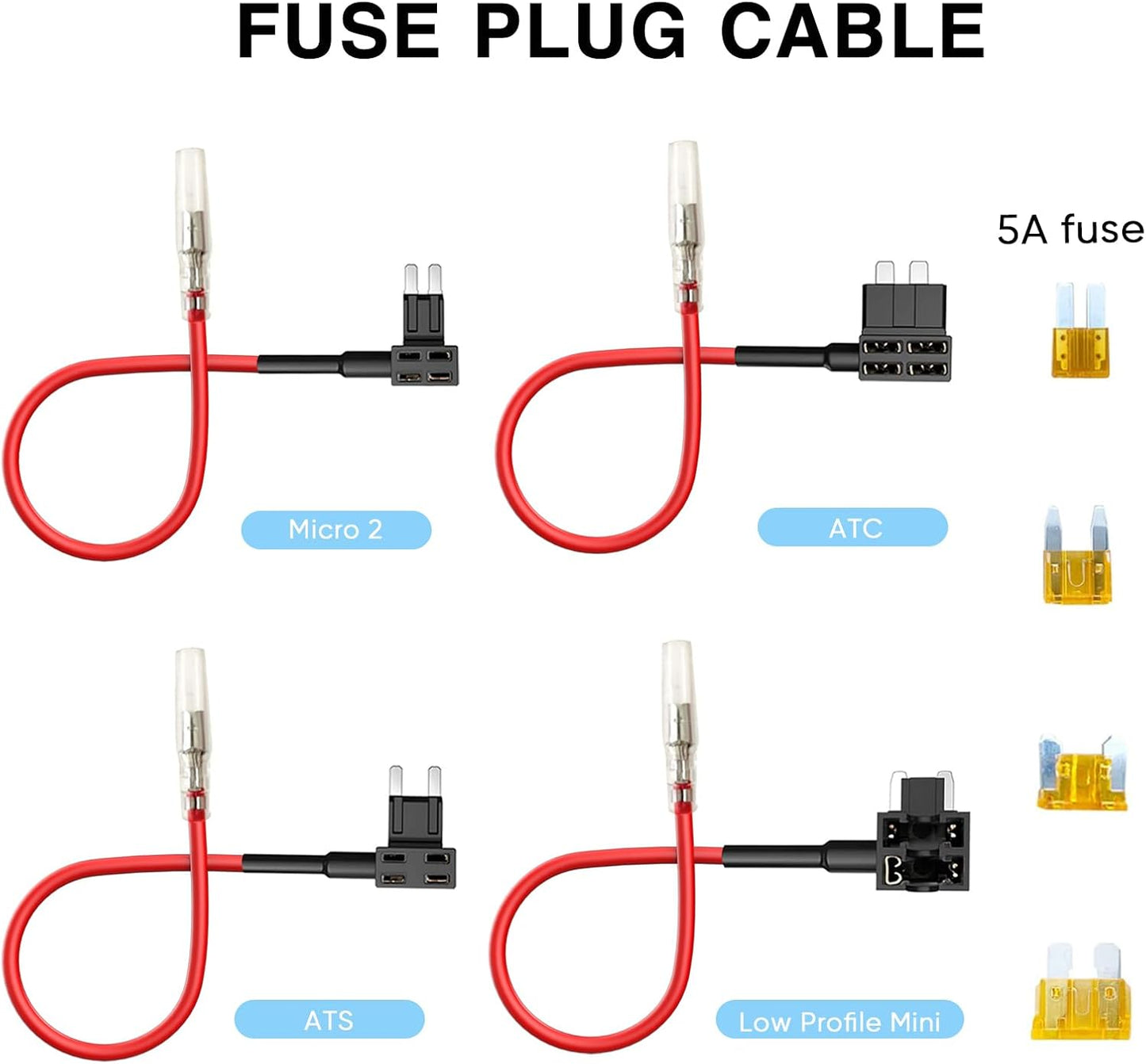 Radar Detector Rearview Mirror Rod Mounting Bracket and Radar Direct Power Cord Hardwired Kit and Fuse Tap(for Radar Base with EZ Magnet Connection)