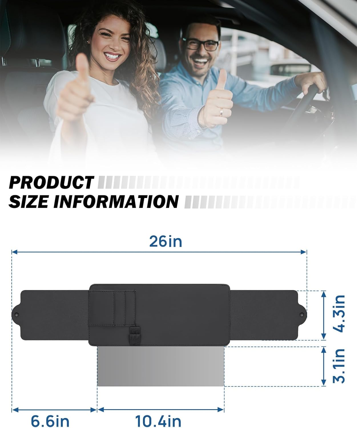 JoyTutus Polarized Sun Visor Sunshade Extender for Car with Polycarbonate Lens, Adjustable Sun Visor Extender Anti-Glare, Safe Driving, Window Sun Visor for Car (2 Pack)