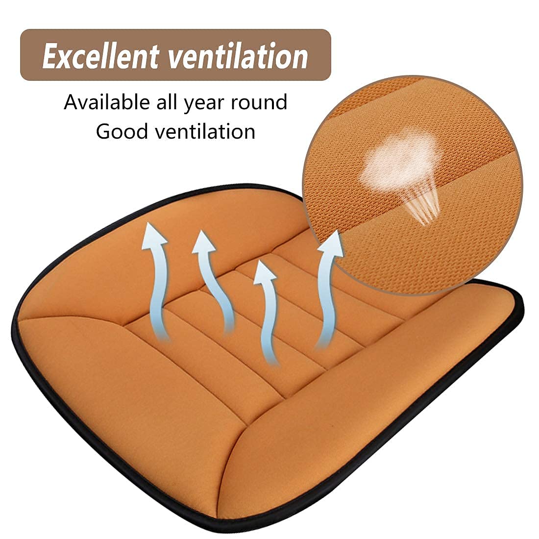 MYFAMIREA Car Seat Cushion Pad 1.2" Thick Comfort Seat Protector for Car Driver Seat Office Chair Home Use Memory Foam Seat Cushion with Non Slip Bottom, 20'' x 18.5'', Orange