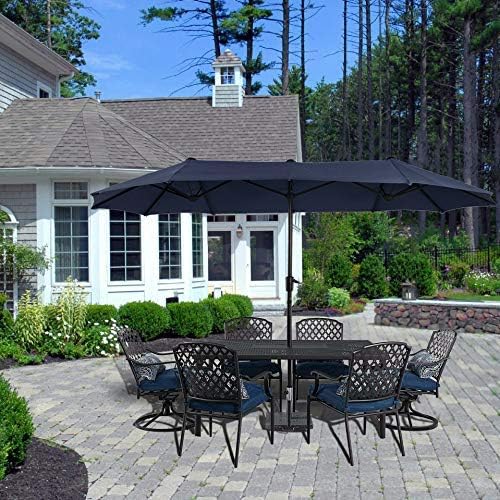 PHI VILLA 13ft Double-Sided Twin Outdoor Patio Umbrella Market Umbrella, Navy