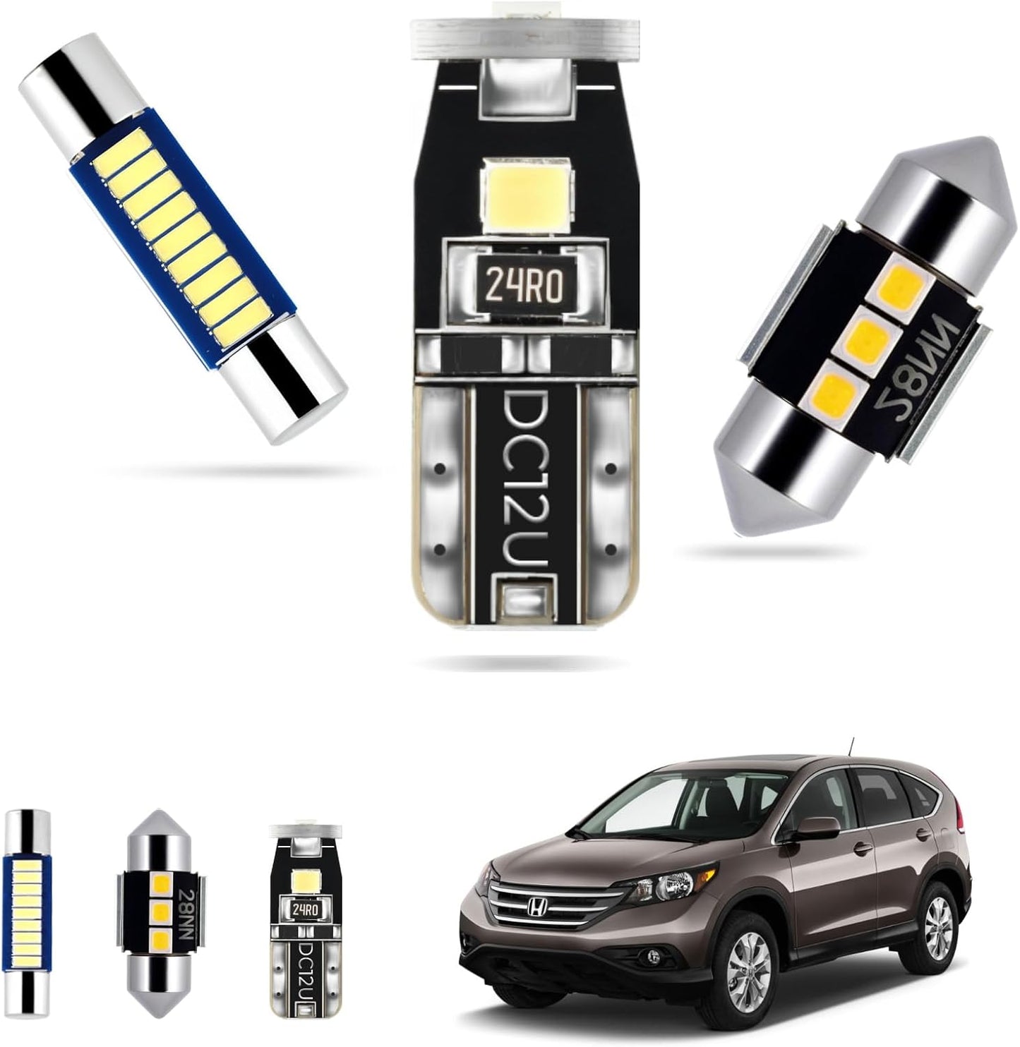 EASY EAGLE LED Interior Car Lights for Honda-CRV-2007-2012: 10 Piece Kit White LED Light Bulbs - Super Bright 6000K + Install Tool