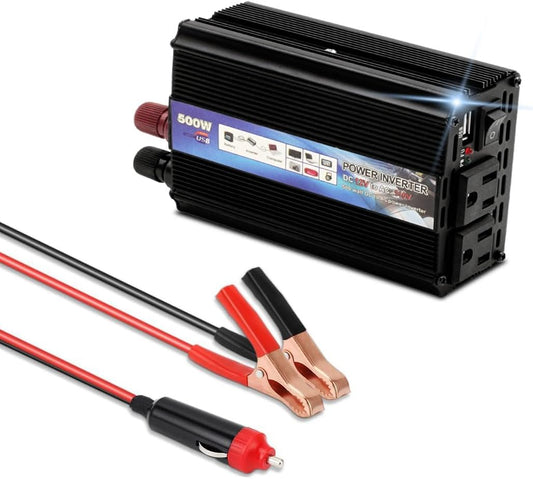 Power Inverter 500W Car Power Inverters,12 Volt Inverter Car Cigarette Inverter,12V DC to 110V AC Car Plug Adapter Outlet Converter for Laptop Vehicles Camping Road Trip Essentials Adults
