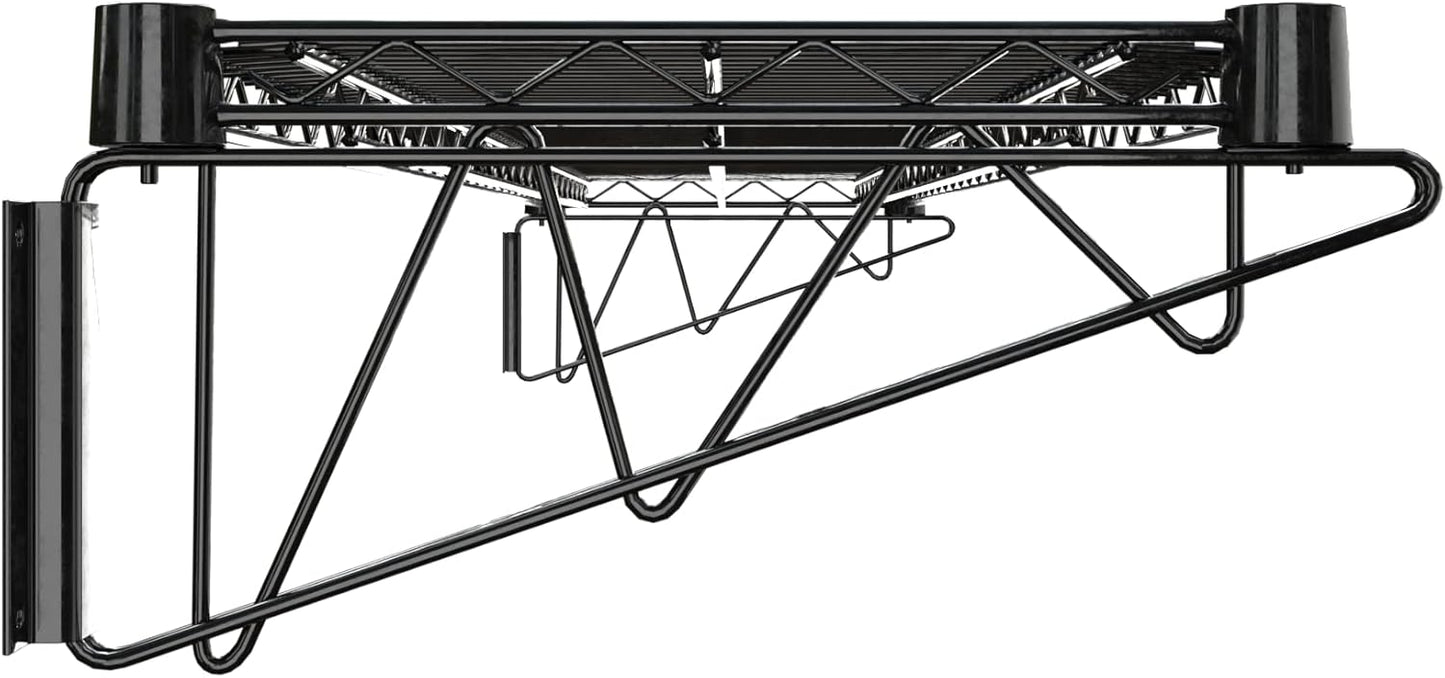 14" x 60" Black Epoxy Wire Wall Mount Shelf