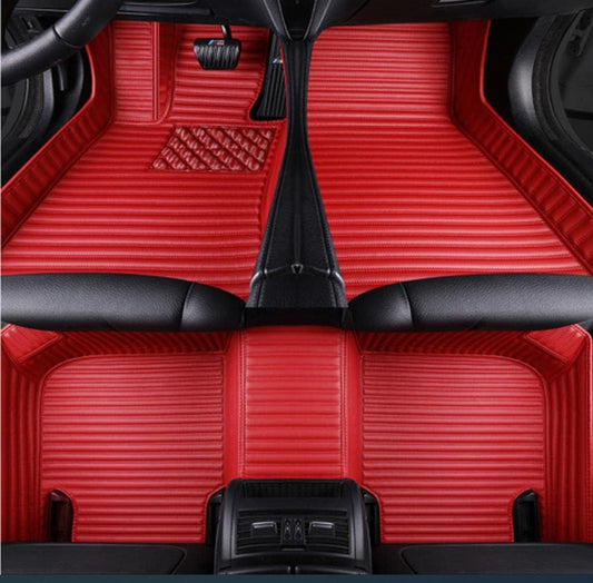 Custom Car Floor Mat Compatible with BMW Mercedes-Benz Toyota Cadillac Lexus Honda Infiniti Nissan Hyundai Kia Audi All Models Cars Sedans SUVs Automotive Mats (Red Stripe)