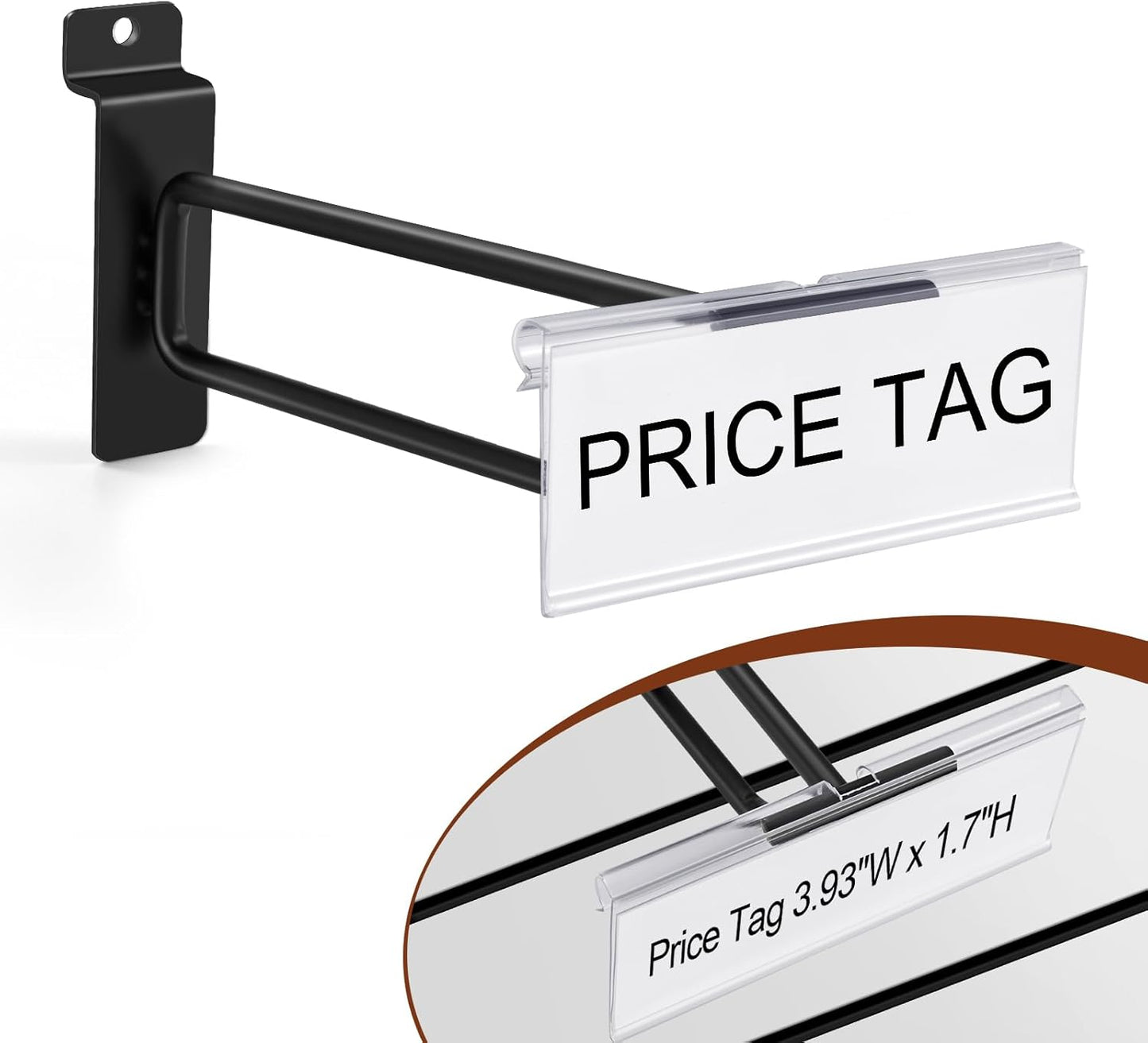 Polmart Heavy Duty Black Slatwall Panel Double-Bar Hooks - 50 Pack (6-inch)