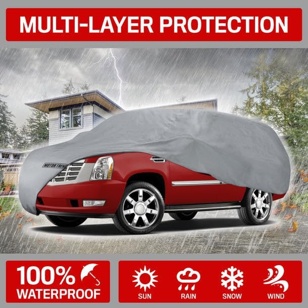 Motor Trend 4-Layer 4-Season Auto (Waterproof Outdoor UV Protection for Heavy Duty Use Full Car Cover for Vans, Suvs, Crossovers up to 200")