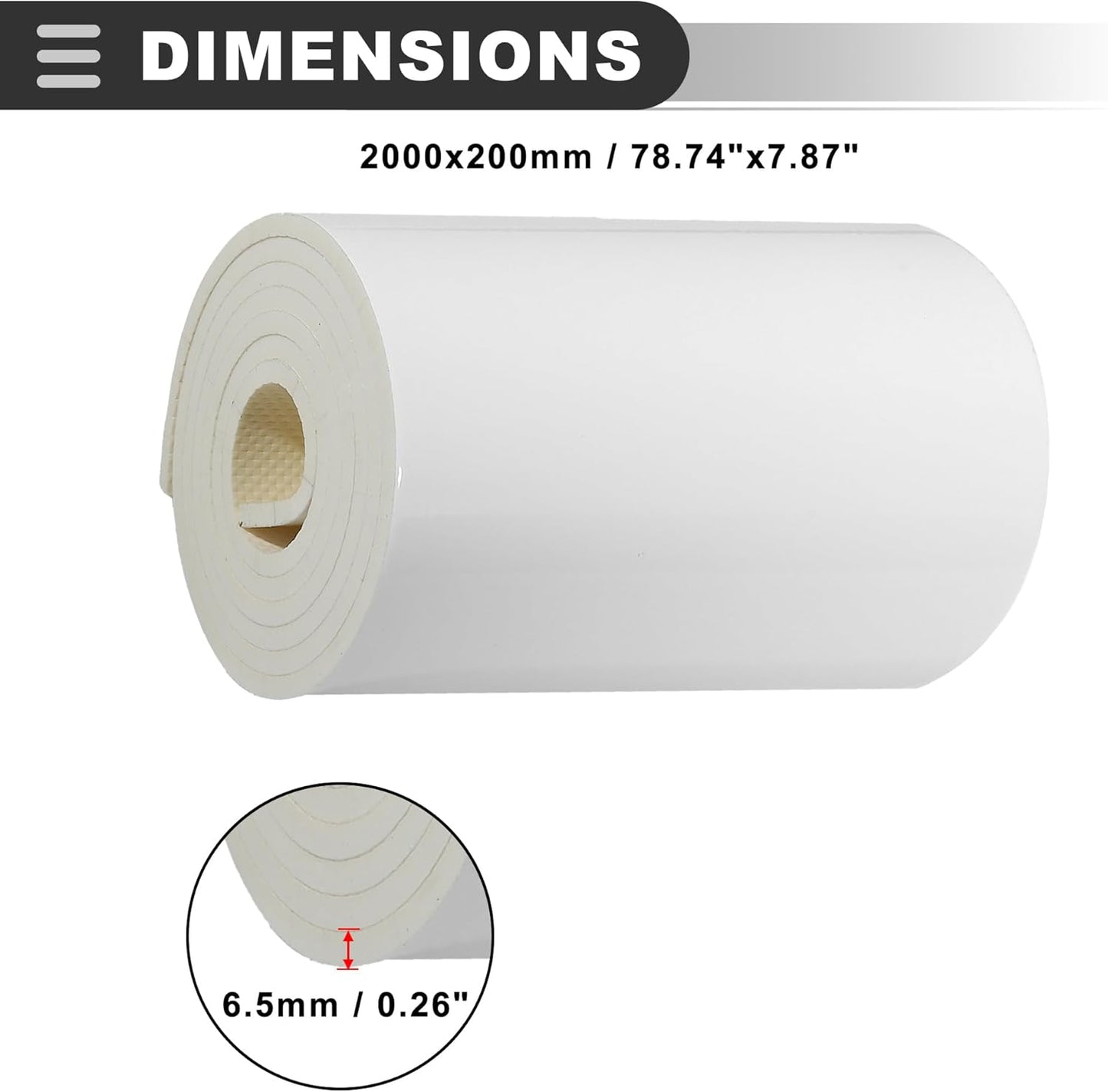 Motoforti Universal Car Garage Wall Guard, 2000x200x6.5mm, PE Foam EVA, White, 1 Pcs