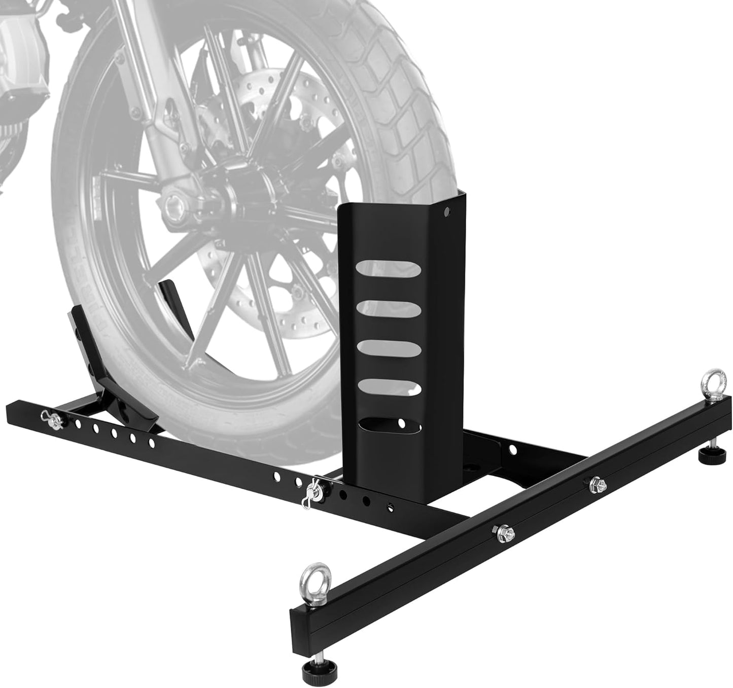 JY PERFORMANCE Motorcycle Wheel Chock, Universal Heavy Duty Front Wheel Stand for Trailer, Cruiser, Sports & Dirt Bikes, 1800 lb Capacity Adjustable Wheel Stand for 15"-22" Wheels