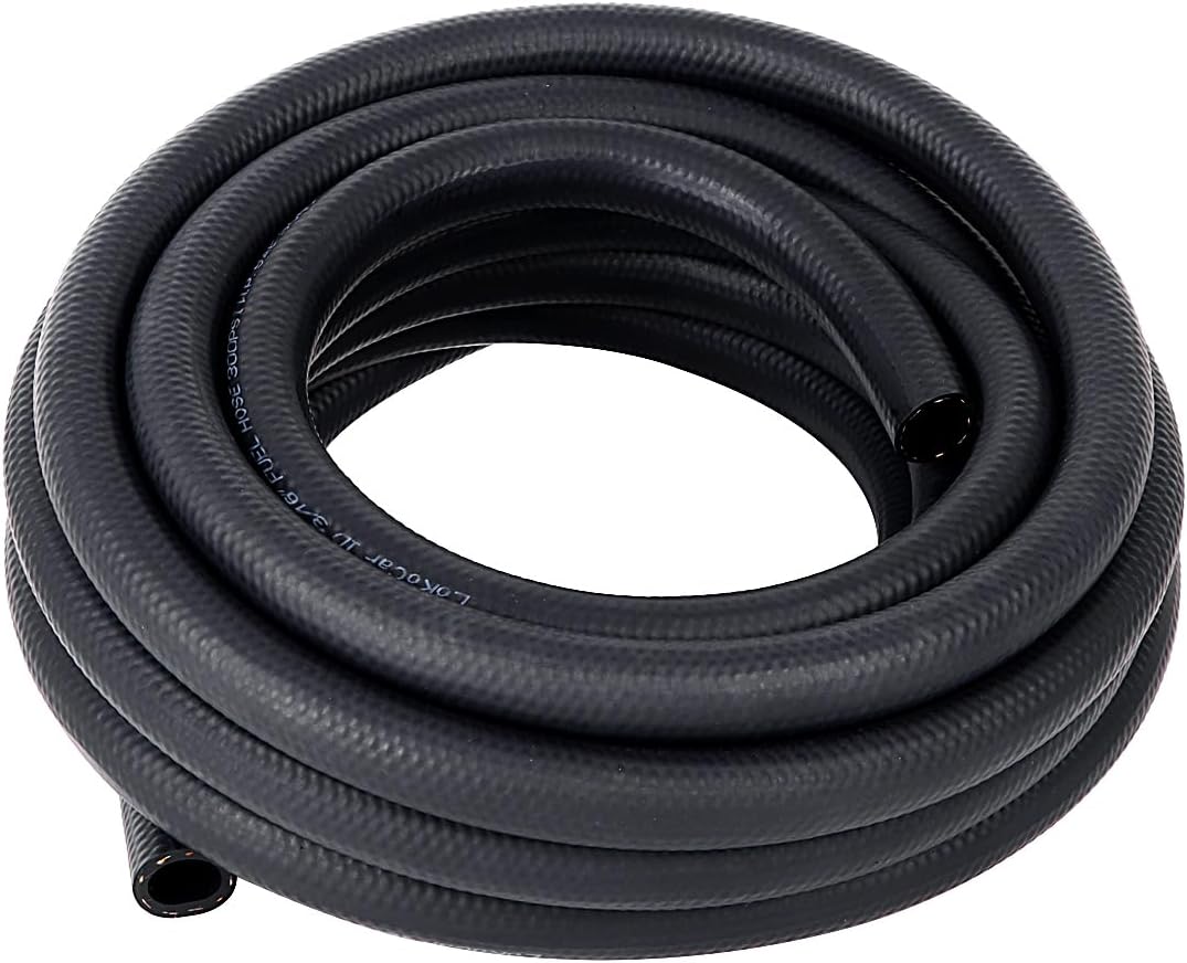 LokoCar Rubber Fuel Hose Line Push Lock 3/16" ID SAE 30R7 NBR 25ft 300PSI Black