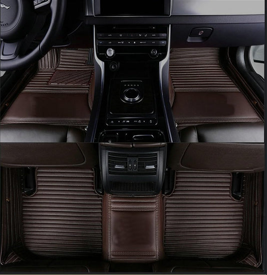 Custom Car Floor Mat Compatible with BMW Mercedes-Benz Toyota Cadillac Lexus Honda Infiniti Nissan Hyundai Kia Audi All Models Cars Sedans SUVs Automotive Mats (Brown Stripe)