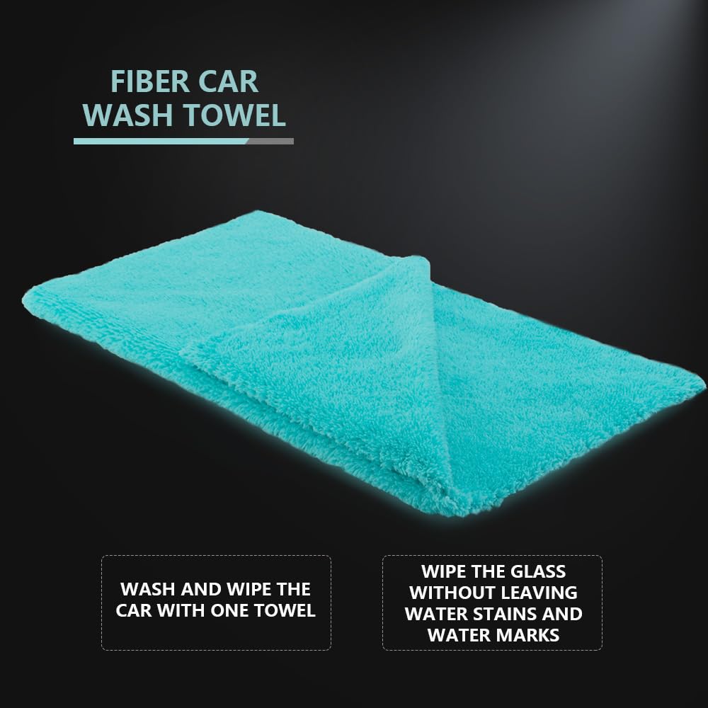 SPTA Microfiber Drying Towel Car Wash Drying Towel, 6 Pack Super Plush Edgeless Car Wash Towels for Auto Detailing, 16.1x17.7 in, 420GSM, Teal Blue-MT039