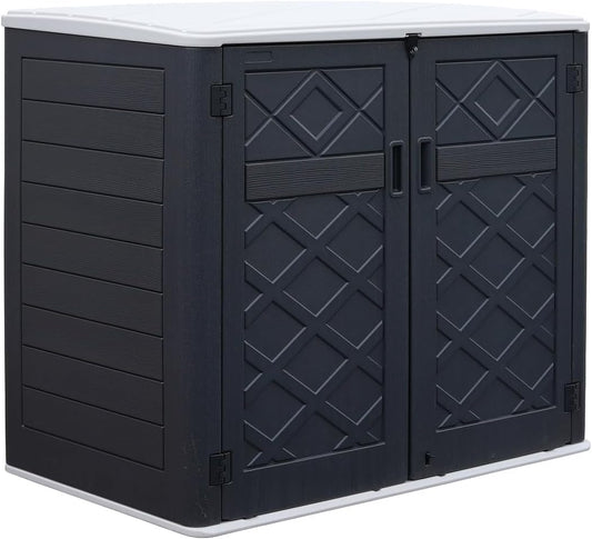 ADDOK Larger Outdoor Storage Shed Weather-Resistance, Horizontal Outdoor Storage Box Waterproof for Garden Backyard Patio and Lawn, 38 Cuft Capacity for Bike, Garbage Cans, Lawn Mover, Patio Tools