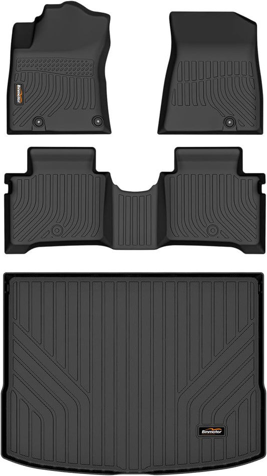 Binmotor-Floor Mats & Cargo Liner for Kia NIRO/NIRO Hybrid 2023-2025 (Not for PHEV or EV), 2 Rows with Cargo Mat Set for Kia NIRO,TPE Rubber Liners Accessories Mats Trunk Mat