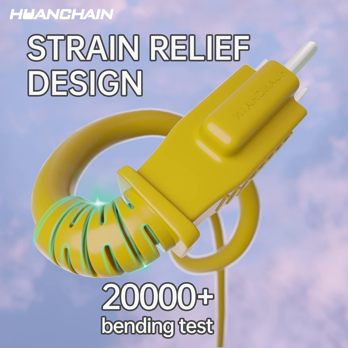 HUANCHAIN Outdoor Extension Cord 60 Foot Waterproof, 16/3 Gauge Flexible Cold-Resistant Appliance Extension Cable Outside, 10A 1250W 16AWG, 3 Prong Heavy Duty Electric Cord Yellow, ETL