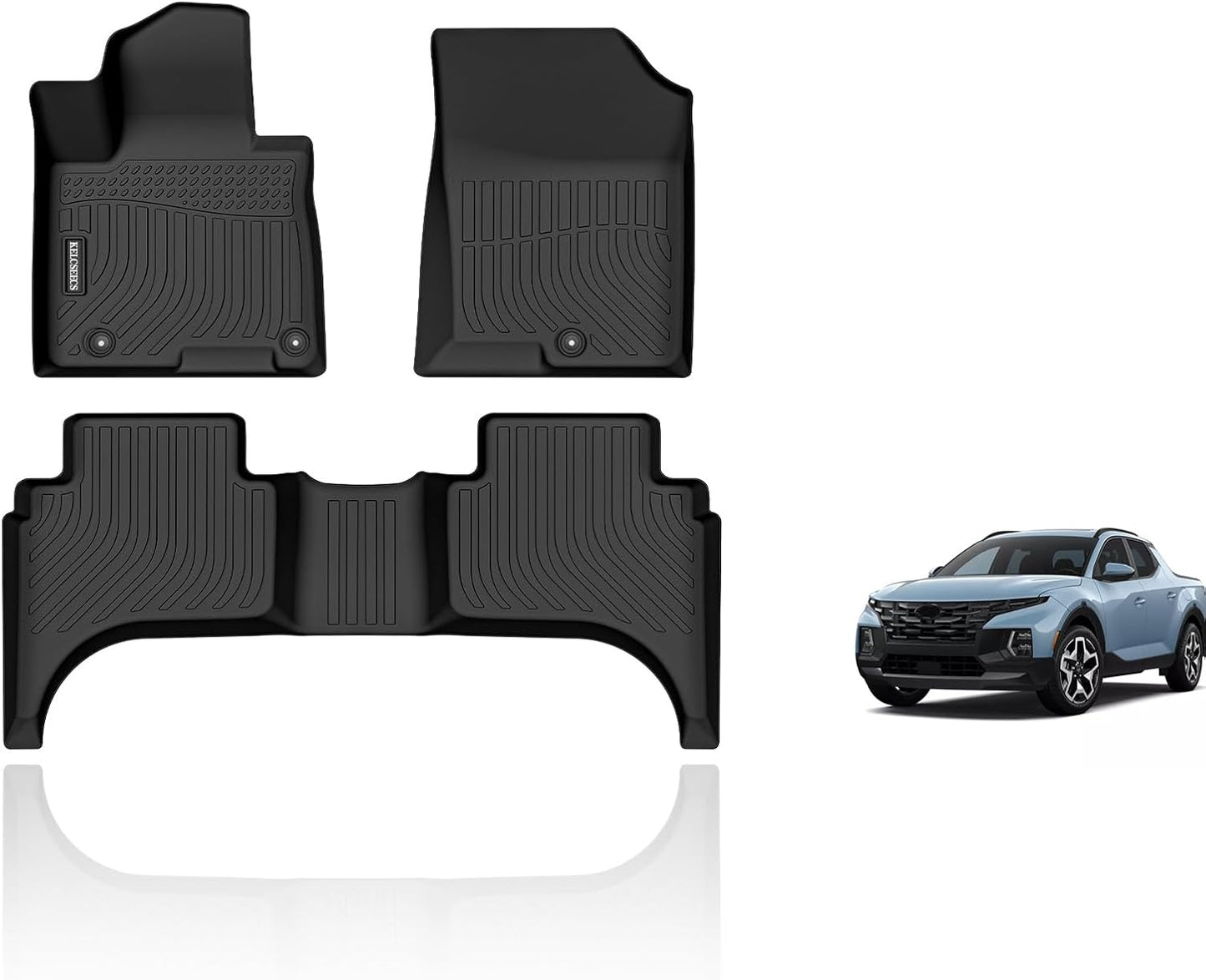 KELCSEECS® Floor Mats Custom for Hyundai Santa Cruz 2026 2025 2024 2023 2022 All Weather Protection TPE Heavy Duty Non-Slip Automotive Floor Liners Fits Front & 2nd Row Full Set Accessories, Black