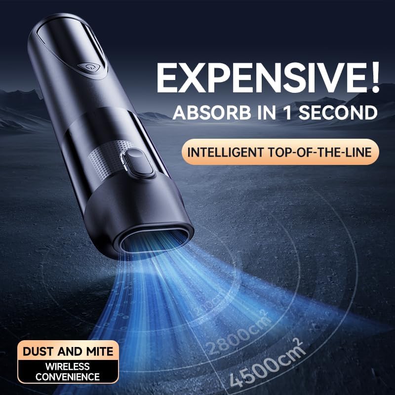 Rendoo Cordless Car Vacuum Cleaner - Portable Handheld Vacuum with Strong Suction, Wet/Dry Mini Vacuum for Car Detailing, Rechargeable Auto Vacuum with Detailing Kit