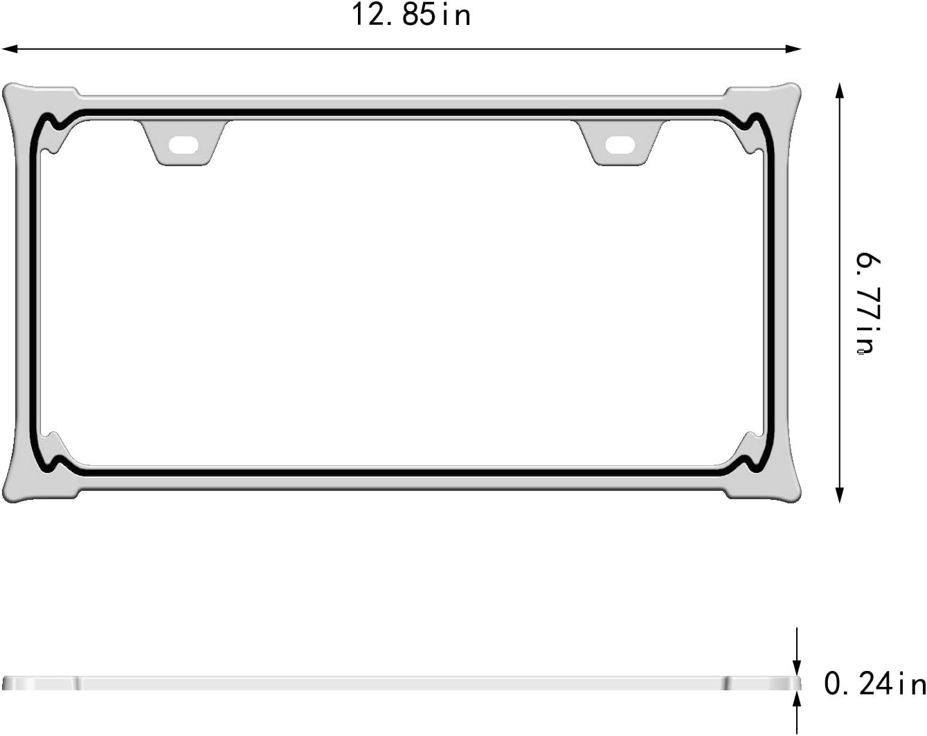 3D Chrome License Plate Frames, Pure Zinc Alloy Metal (3D Horn Pattern)