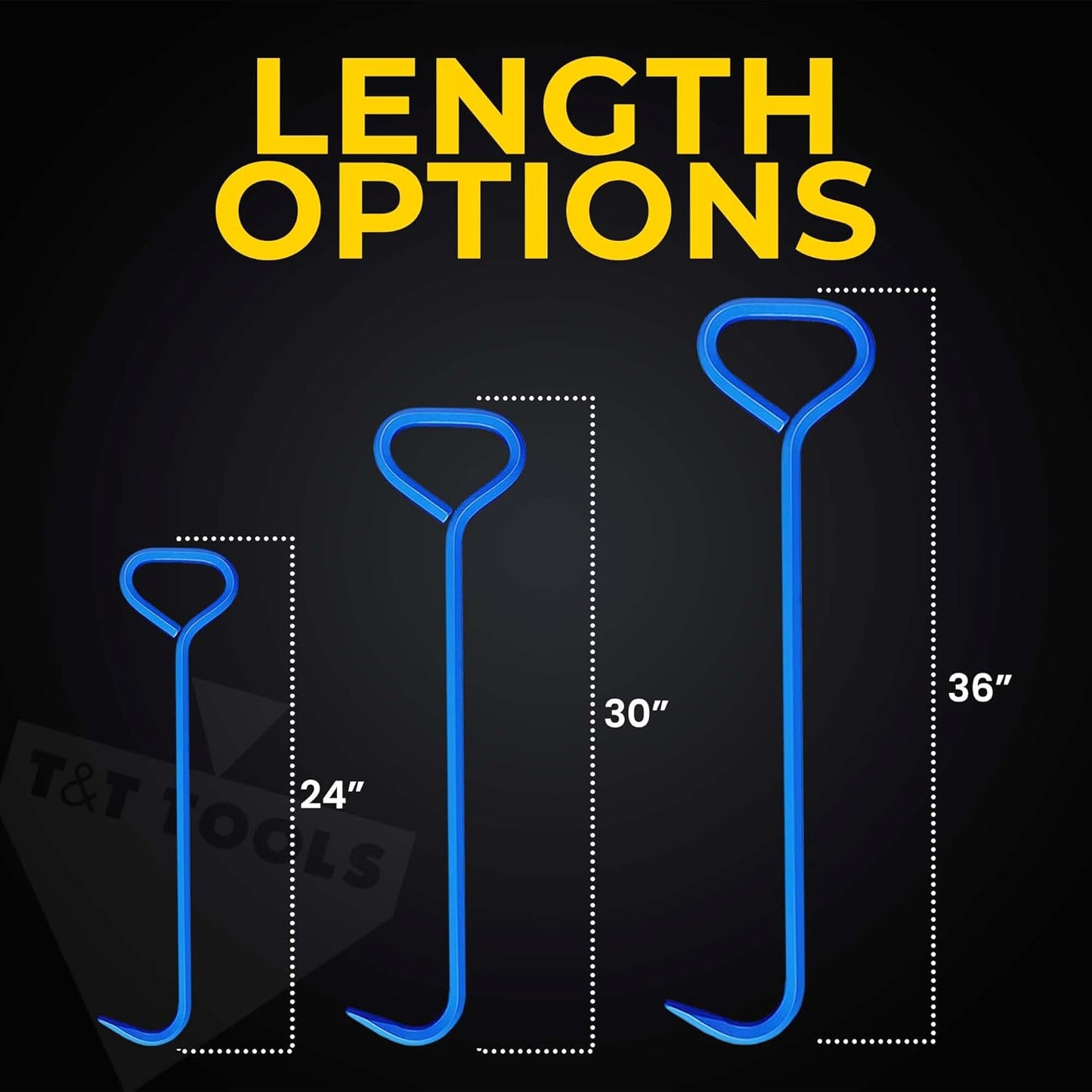 T&T Tools 24-Inch Manhole Hook - Heavy Duty Single Hook for Lifting Manhole Covers, Storm Drains, Septic Tank Risers - Rigid Hex Alloy Steel for Lifting, Pulling, and Removing Covers - 6 Pack