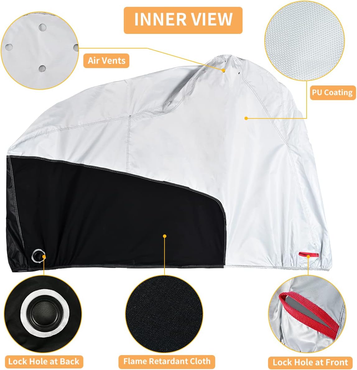 Coverado Motorcycle Cover Waterproof, All Weather Protection Outdoor Full Motorcycle Covers - UV Proof with Flame Retardant Fabric Fit for Harley Davidsion Yamaha Honda Suzuki (up to 83" Motors)