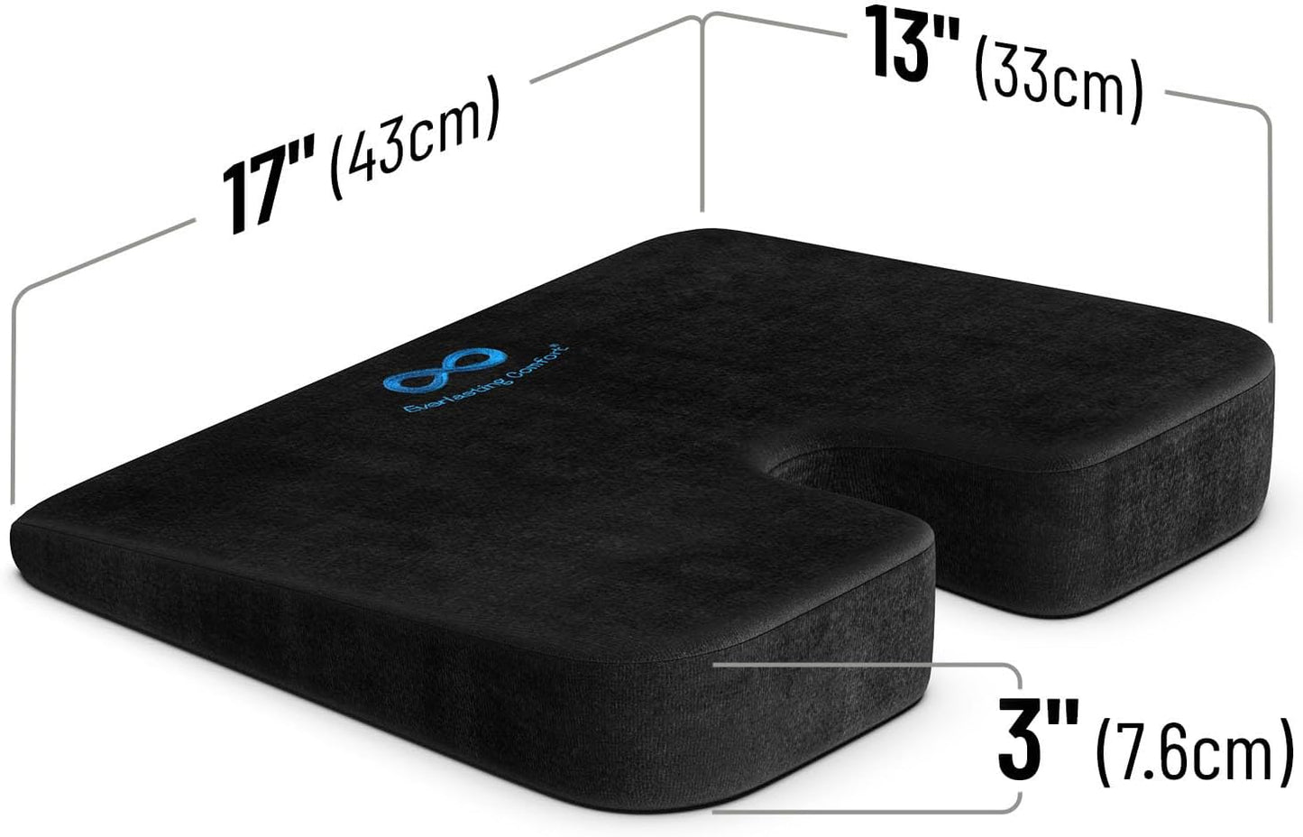 Everlasting Comfort Memory Foam Car Seat Cushion - Tailbone Pain Relief, Driving Seat Cushion for Short People - Office, Wheelchair, Gaming Chair, Travel - Non-Slip, Washable Cover